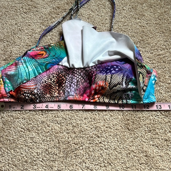 OP Multicolored Draped Bandeau Tribal Bikini Top. Size Medium (7-9) - Picture 6 of 9